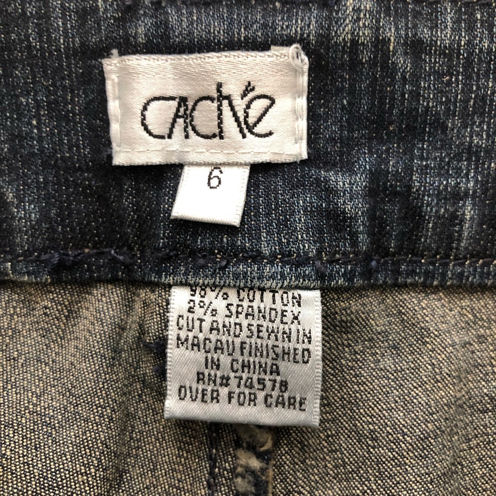 Cache Novelty Denim with Design on Waist and Pockets Women's Size 6 Dark Wash - Picture 5 of 16